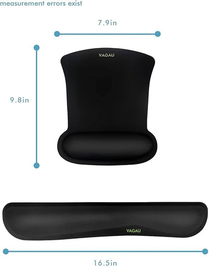VAGAU Premium Keyboard Wrist Rest and Mouse Pad Wrist Support, Ergonomic Memory Foam Set for Office, Laptop, Mac, Computer and Gaming, Comfortable Typing &Wrist Pain Relief (2 Pack)