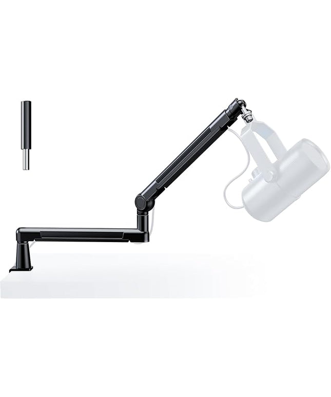 TODI Mic Stand Desk, Low/High Profile Mic Arm Bear 4.5LBS with Extension Riser, Adjustable All Metal Desk Microphone Stand with Cable Channel, Boom Arm Mic Stand with 3/8'' 5/8'' Interface