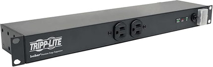 Tripp Lite 12-Outlet Isobar Network-Grade Rackmount Surge Protected PDU Power Strip, 15A 120V, 3840 Joules Protection, 15ft Cord with 5-15P, 25,000 Insurance (IBAR12)