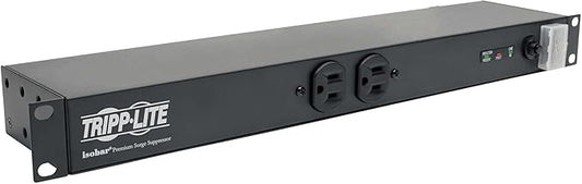 Tripp Lite 12-Outlet Isobar Network-Grade Rackmount Surge Protected PDU Power Strip, 15A 120V, 3840 Joules Protection, 15ft Cord with 5-15P, 25,000 Insurance (IBAR12)
