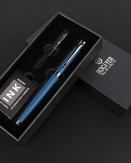 BOCIYER Luxury Fountain Pen Set,Ink Pen for Smooth Writing,Medium Nib,Includes 10 Ink Cartridges&Ink Converter,Best Pen Gift Case for Men & Women,fancy,calligraphy,Executive,Office pen-Blue