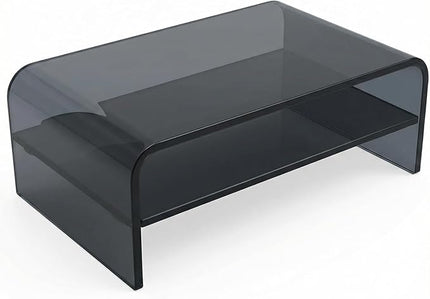 Clear Acrylic 2-Tier Monitor Stand & Desk Organizer - 16"x9.4"x5.5 H Home Office Riser with Keyboard Storage, Fits PC, Laptop, iMac, Printer, TV & Multi-Media Devices (Transparent grey)