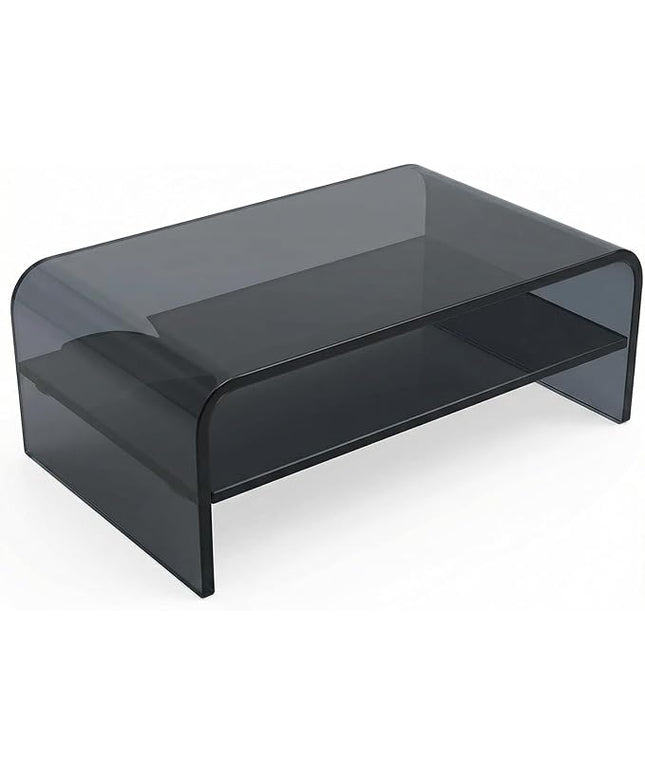 Clear Acrylic 2-Tier Monitor Stand & Desk Organizer - 16"x9.4"x5.5 H Home Office Riser with Keyboard Storage, Fits PC, Laptop, iMac, Printer, TV & Multi-Media Devices (Transparent grey)