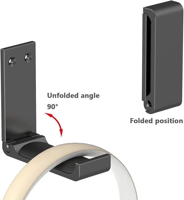 Yocice Headphone Stand Hanger,Headset Holder Mount,Aluminum Hook with Strong Adhesive Tape for Headphones (H03-Black-1PCS)