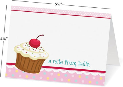 Current Sweet Icing Cupcake Personalized Note Cards - 24 Cards with White Envelopes, 4¼ x 5½ Inch Size, Blank Stationery, Add Names or Text, For Thank You Notes, Invitations, & Announcements