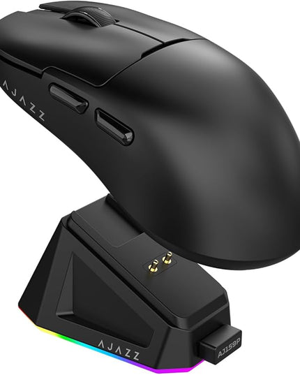 AJAZZ AJ159P Wireless Gaming Mouse with RGB Charging Dock, PAW3395 26K DPI Sensor, 56G Lightweight Ergonomic Mouse, 5 Programmable Buttons, 80 Million ASIN Switch