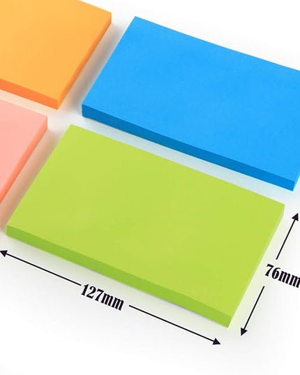 Sticky Notes Large 1000 Sheets,3 x 5'' Self-Stick Note Pads,Bright Colorful Sticky Notes 76x127mm,Super Sticking Memo Pads Clean Removal,Easy to Post Sticky Pads for Office Home School,10 Pack