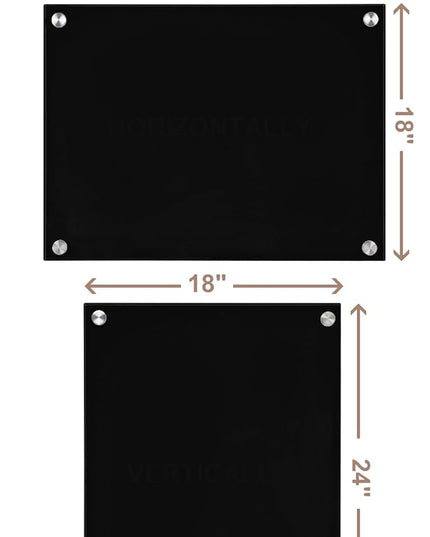 Mifuro Magnetic Glass Whiteboard，24"x18" Wall Mounted Frameless Dry Erase Board for Office, Home & School Black
