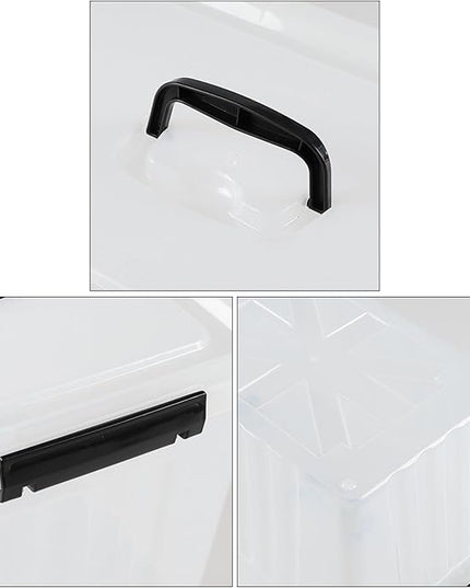4 Packs 20 L Clear Plastic Storage Bins, Stackable Organizer Containers with Lids, Latching Box with Handle