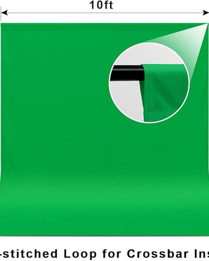 10X12ft Green Screen Backdrop for Photography, LCUIRC Chromakey Polyester Collapsible Greenscreen Background for Streaming, Photography, Zoom Meeting, Video Editing, Podcasting