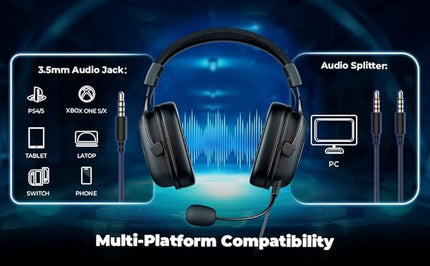 havit H2002d Gaming Headsets for PS4,PC, 53MM Drivers Surround Sound PS5 Headset with Mic Gaming Headphones with Mic Durable Aluminum Frame Valentines Gifts for Men