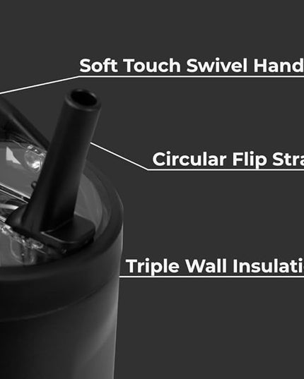 HydroJug Sport - Stainless Steel Tumbler with Straw, Vacuum Insulated, 32oz Leakproof Water Bottle, Ergonomic Design, Reusable, Dishwasher Safe, Rubber Base, Durable for Gym or Outdoors, Black