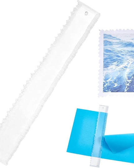 AHANDMAKER 1Pc Tearing Ruler Deckle Edge Tool Acrylic Transparent Paper Crafting Ruler for Scrapbooking Card Making Watercolor Journaling Christmas Birthday Gift Decoration 11.34in