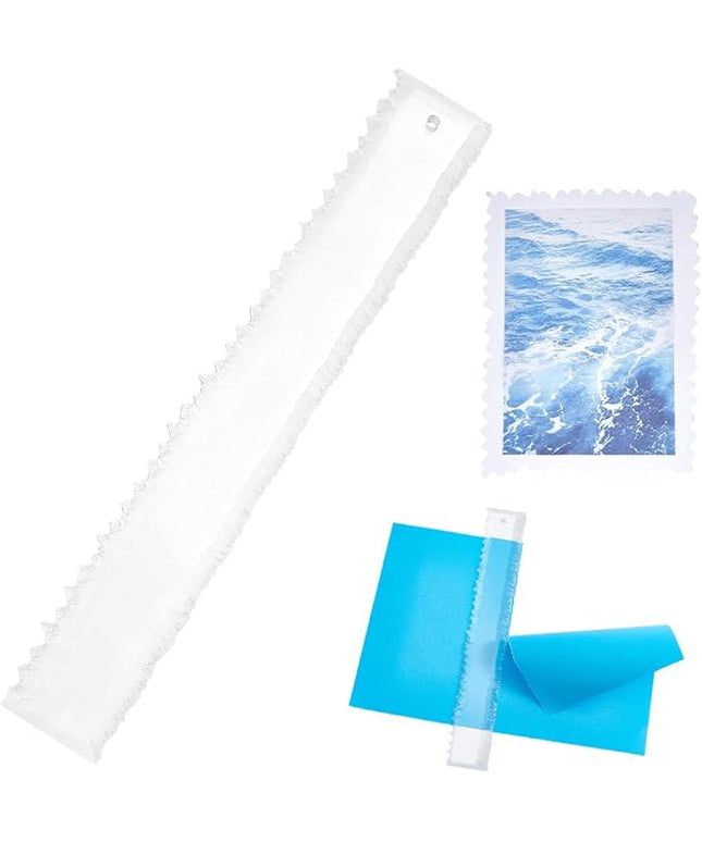 AHANDMAKER 1Pc Tearing Ruler Deckle Edge Tool Acrylic Transparent Paper Crafting Ruler for Scrapbooking Card Making Watercolor Journaling Christmas Birthday Gift Decoration 11.34in