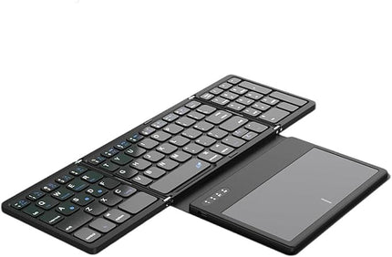 XUZHID Foldable Wireless Keyboard with Large Touchpad and Numeric Keypad Auto Sleep for Tablets, Smartphones, Laptops