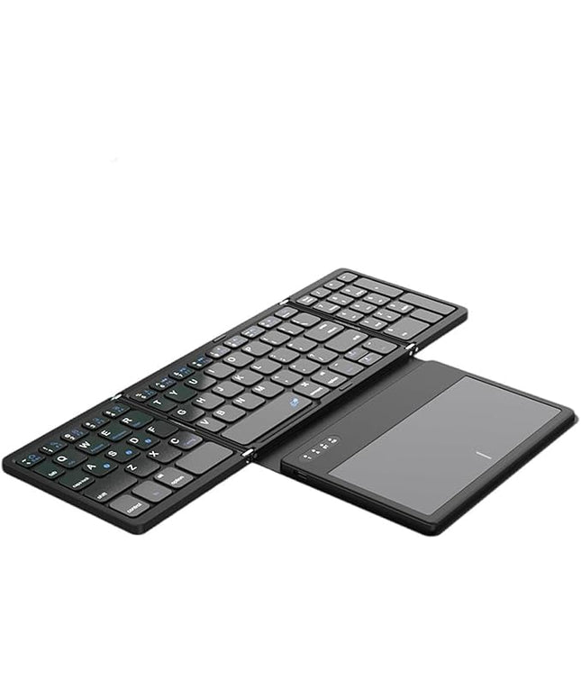 XUZHID Foldable Wireless Keyboard with Large Touchpad and Numeric Keypad Auto Sleep for Tablets, Smartphones, Laptops