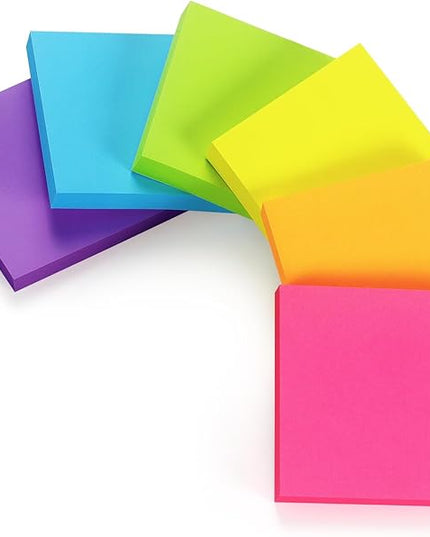 Early Buy Sticky Notes 6 Bright Color 6 Pads Self-Stick Notes 3 in x 3 in, 100 Sheets/Pad
