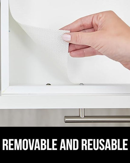 GORILLA GRIP DripGuard Shelf Liner, Non Adhesive Drawer and Kitchen Cabinet Protector, Slip Resistant BPA Free Smooth Surface Plastic Liners for Cabinets, Bathrooms, Closets, 17.5x120 Inch, White