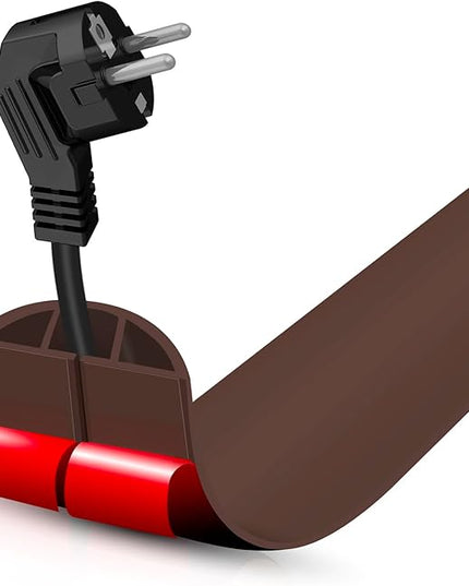Floor Cord Cover Self Adhesive Cord Hider,3.3FT Cable Management, Extension Strip Protector for Wires, Prevent Cable Trips for Offices, Gyms, Exhibitions Cavity:0.39"(W) x 0.27"(H) Coffee