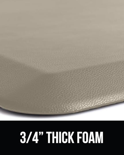 GORILLA GRIP Comfortable Cushioned Kitchen Mats for Floor, 39x20, Waterproof and Stain Resistant Soft Top, 3/4 Inch Thick Ergonomic Standing Desk Anti Fatigue Mat, Foam Supports Ankles and Feet, Taupe