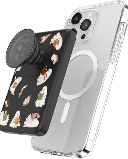 PopSockets PowerPack for MagSafe, Portable Phone Charger, Magnetic Wireless Portable Charger, 5000mAh, Halloween PopSocket - Spooky Book Club
