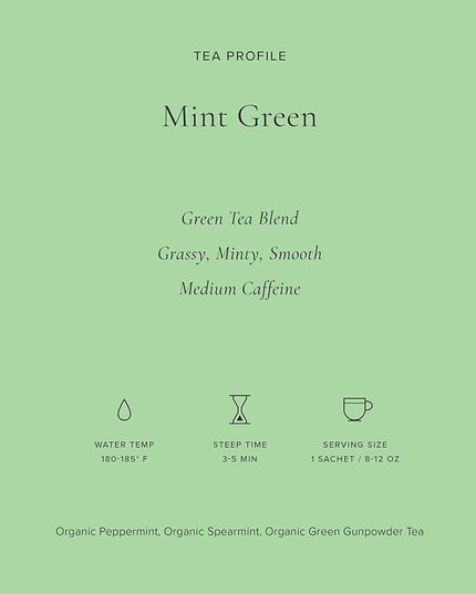 Art of Tea | Organic Mint Green Tea | 12 Count Pyramid Tea Bag Sachets | Spearmint Tea | Organic Peppermint Tea bags