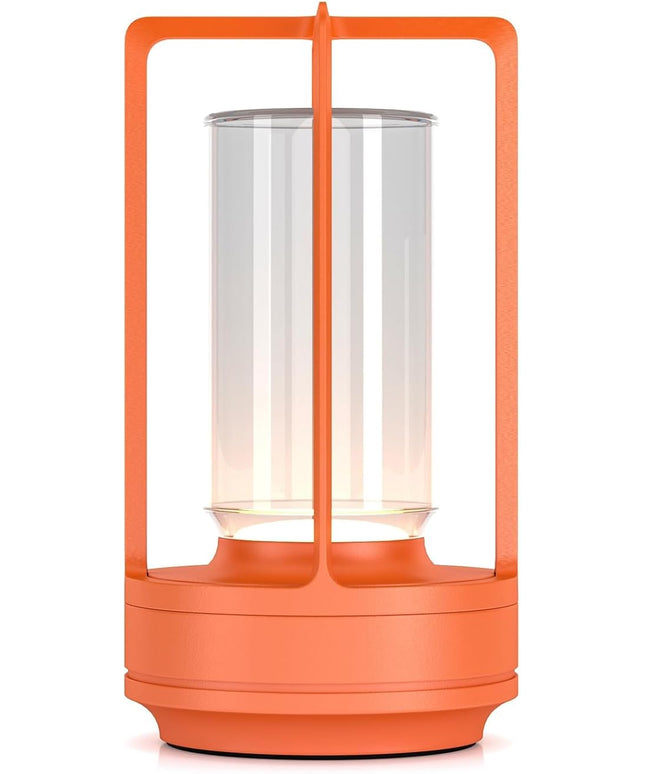 Portable Metal Table Lamp for Indoor/Outdoor ,Rechargeable Cordless LED Lamp, 3-Colour Infinitely Dimming Battery Powered Small Desk Lamp, Restaurant/Bedroom/Bar/Coffee Shop/Camping Light (Orange)