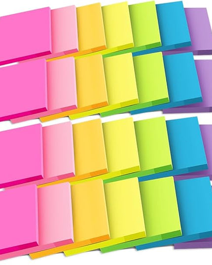 (28 Pads) Sticky Notes Bulk 3x3 in Post Bright Stickies Colorful Super Sticking Power Memo Pads, Strong Adhesive