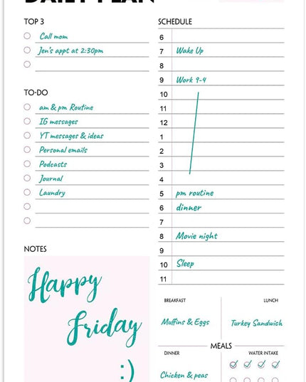 (Pack of 3) Nokingo Daily To Do Lists - A5 Calendar, Organizer with Priority, To Do Lists, Appointments, Meals and Water Intake Tracker, 50 Undated Tear-Off Sheets Daily Planner Pad, 5.8"x8.25"