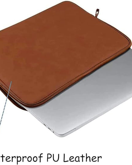 MOSISO Laptop Sleeve Bag 13 inch Compatible with MacBook Air 13.6 inch 2025-2022 M4 M3 M2/Air 13 inch 2022-2018 M1/Pro 13 2025-2016 M2 M1, PU Leather Padded Bag Waterproof Case, Brown