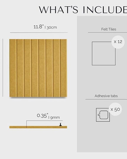 Large Bulletin Board 48"x36" - Office Wall Organizer to Replace your Old Cork Boards for Walls for Office Decor -12-pack Felt Wall Panels to Use in Home Office Decor, Classroom Decor (Mustard)