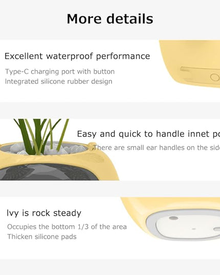 Intelligent flower pot, electronic bud, maintenance plant assistant, fun interactive flower pot, indoor green planting monitoring, LCD screen display, cell phone APP connection (Yellow)
