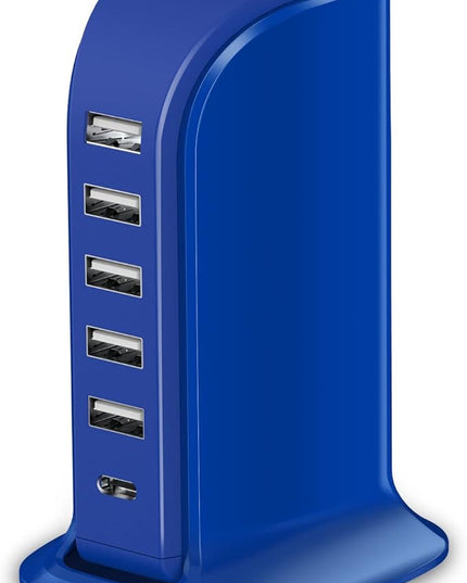 USB Charging Station Upoy, 6 Ports Charging Blocks, USB Power Hub with C Port, Charging Dock for Electronics Organizer, Multi Charger 40W, Compatible with Kindle, iPhone, Ipad, Airpods, Tech Gadgets