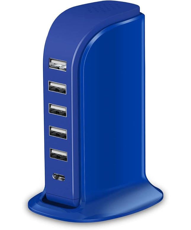 USB Charging Station Upoy, 6 Ports Charging Blocks, USB Power Hub with C Port, Charging Dock for Electronics Organizer, Multi Charger 40W, Compatible with Kindle, iPhone, Ipad, Airpods, Tech Gadgets