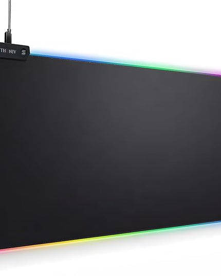 RGB Mouse Pad 35.4×15.7 Inches – Extended LED Mouse Pad with 14 Lighting Modes, Gaming Desk Mat, PC Gaming Accessories, Large Keyboard Pad with Non-Slip Rubber Base.