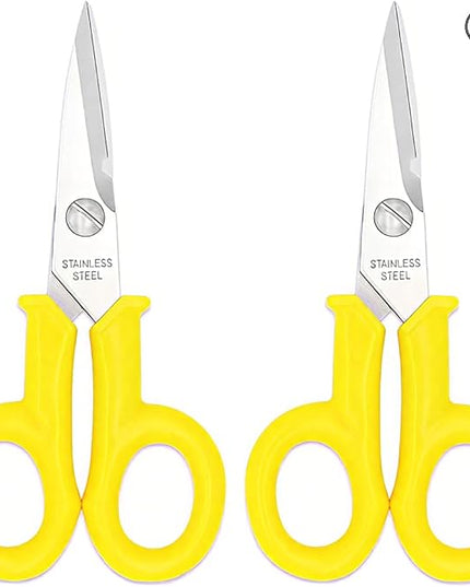 CATXNY Small Scissors 2 Pack All Purpose 6 Inch Heavy Duty Scissors with Power Notch, Ultra Sharp Blades, Great for Sewing, Craft, Home, Office and School, Yellow