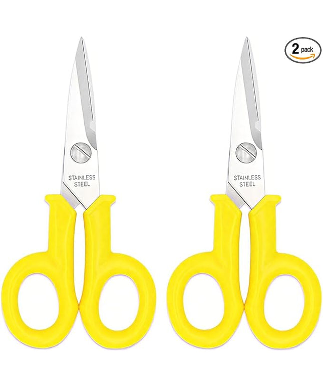 CATXNY Small Scissors 2 Pack All Purpose 6 Inch Heavy Duty Scissors with Power Notch, Ultra Sharp Blades, Great for Sewing, Craft, Home, Office and School, Yellow