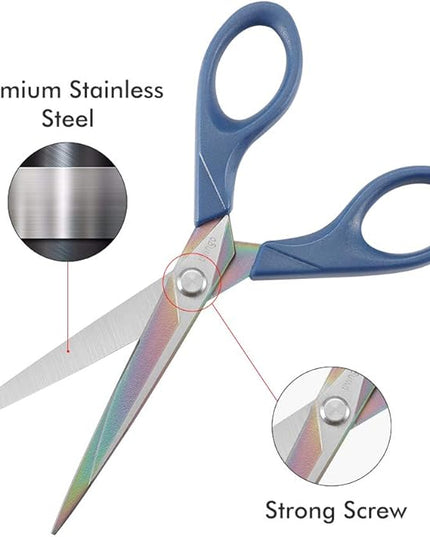 LIVINGO Scissors 7 Inch All Purpose Titanium Scissors Bulk 2 Pack, Left/Right Handed, Forged Stainless Steel Sharp Blade Shears Multipurpose for Home Offce School Student Sewing Fabric Craft Supplies