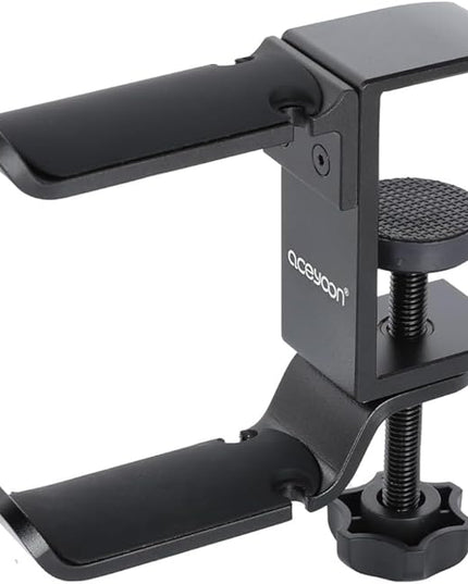 aceyoon Under Desk Headphone Hanger, 360 Degree Swivel Dual Stand, Aluminum Alloy Headset Stand for Desk,Headphone Hook for Gaming Headset,Bag, Black