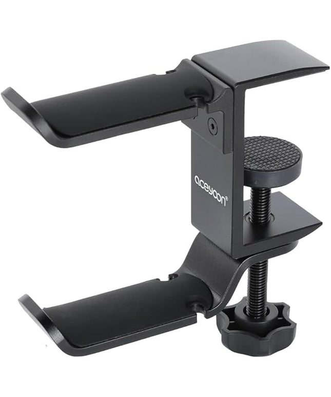 aceyoon Under Desk Headphone Hanger, 360 Degree Swivel Dual Stand, Aluminum Alloy Headset Stand for Desk,Headphone Hook for Gaming Headset,Bag, Black