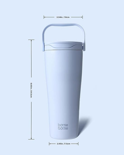BOTTLE BOTTLE Insulated Tumbler with Handle & Straw Lid, 30oz Stainless Steel Leak-Proof Water Bottle for Hot & Cold Drinks, Add Ice Without Unscrewing, BPA-Free for Travel, Sports, Office(Blue)