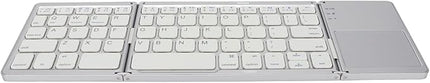 Gugxiom Foldable Wireless Keyboard with Touchpad, Foldable Design 63 Keys BT 3.0 Keyboard for Smartphone Tablet Laptop Travel, Mute, Pocket Size, USB Charging (Silver White)