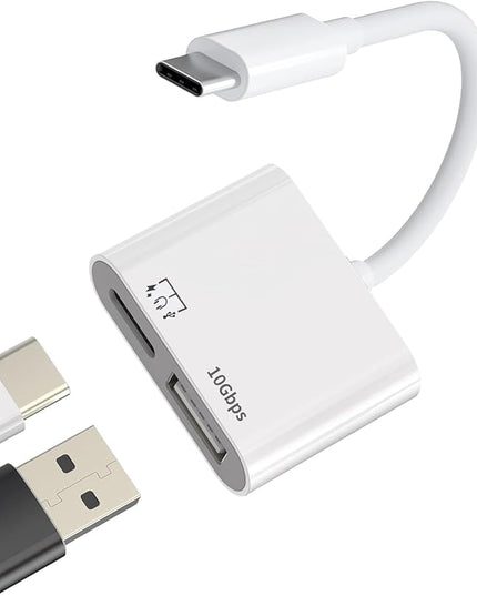 [Apple MFi Certified] USB-C to USB Adapter for iPhone 17/16/15, 10Gbps USB-C Male to USB 3.2 Female OTG, 3 in 1 Audio Cable 60W PD Charging Port and Data Transfer, Compatible with MacBook Pro Air