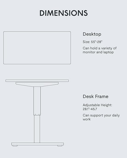 FLEXISPOT EN1 One-Piece Standing Desk with 1-Inch Thick Seamless Desktop, 55"x28" Electric Height Adjustable Desk for Home Office, Multi-Monitor Setups & Easy Assembly, White