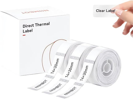 NIIMBOT Label Maker Tape for D11/D110/D101 Label Maker, 14 x 30 mm (0.55'' x 1.18''), 3Rolls for Home Office Labeling Tape Replacement, Clear