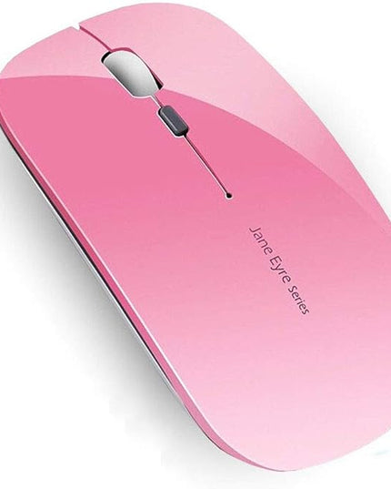 Uciefy Q5 Slim Rechargeable Wireless Mouse, 2.4G Portable Optical Silent Ultra Thin Wireless Computer Mouse with USB Receiver and Type C Adapter, Compatible with PC, Laptop, Desktop (Pink)