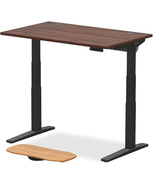 UPLIFTDESK V3 2-Leg Walnut Laminate Wood Standing Desk – Adjustable Height, Advanced 1-Touch Memory Keypad, Under Desk Cable Management, Wire Grommets & Rocker Board (Black C-Frame, 42 x 30 inch)