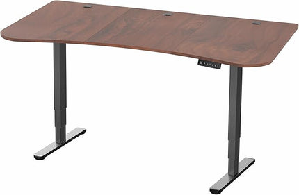 VIVO Electric 63 x 32 in Dual Motor Standing Desk, Memory Height Adjustment, 2B Series, Dark Walnut Top Black Frame, DESK-KIT-2B1D