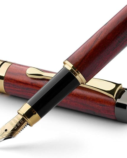 Wordsworth & Black Fountain Pen Set, Luxury Bamboo Wood - Medium Nib, Gift Case; Includes 6 Ink Cartridges, Ink Refill Converter -Journaling, Calligraphy; Drawing, Smooth Writing [Rosewood]