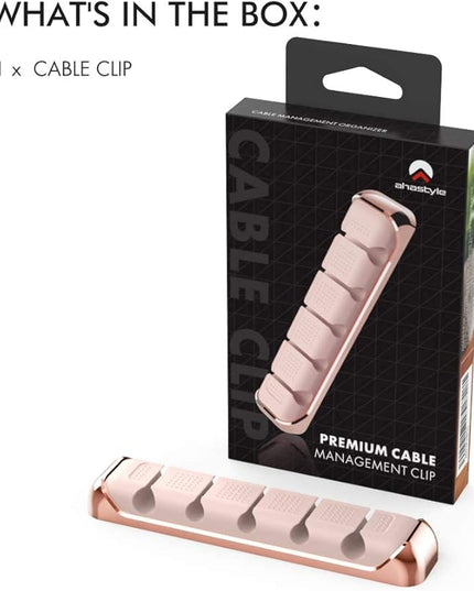 AHASTYLE Cable Organizer Holder 5 Slots Desktop Cord Wire Clips Keeper for Organizing USB Cable/Power Cord/Wire Home Office and Car (Pink)